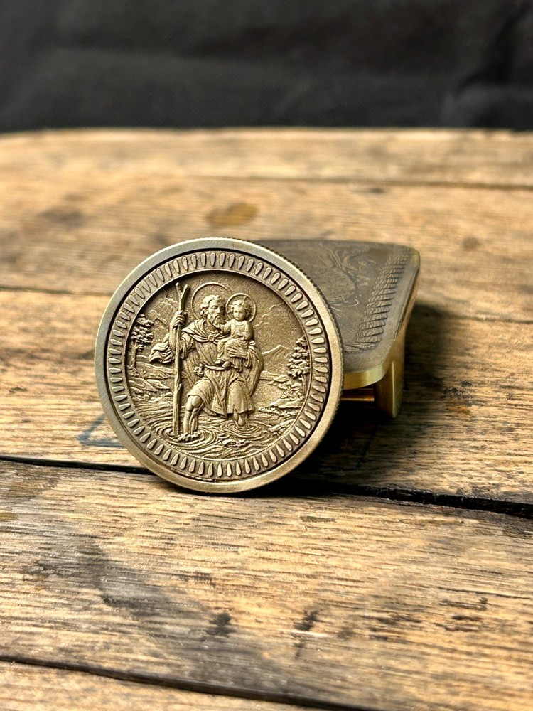 Saint Christopher EDC Coin | Solid Brass 40mm Pocket Token |Traveler's Protector