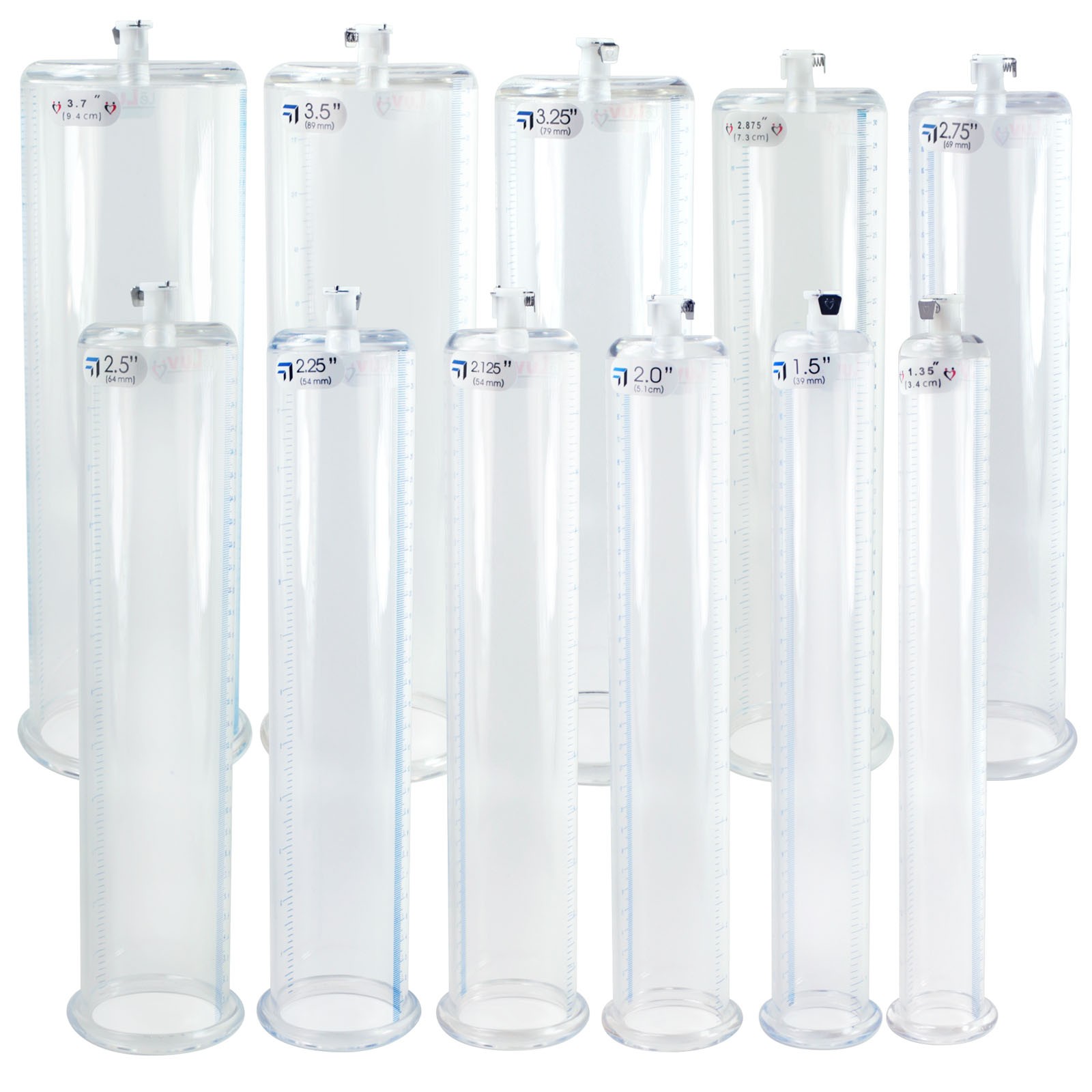 LeLuv Acrylic Cylinder for Penis Pump Untapered 9 & 12 Inch with Female Valve