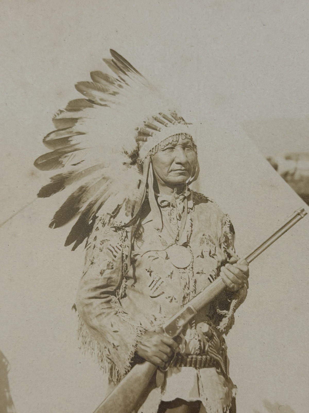 Vintage Native American Cabinet Photo Titled: "Lone Dog"; Early 20th Century
