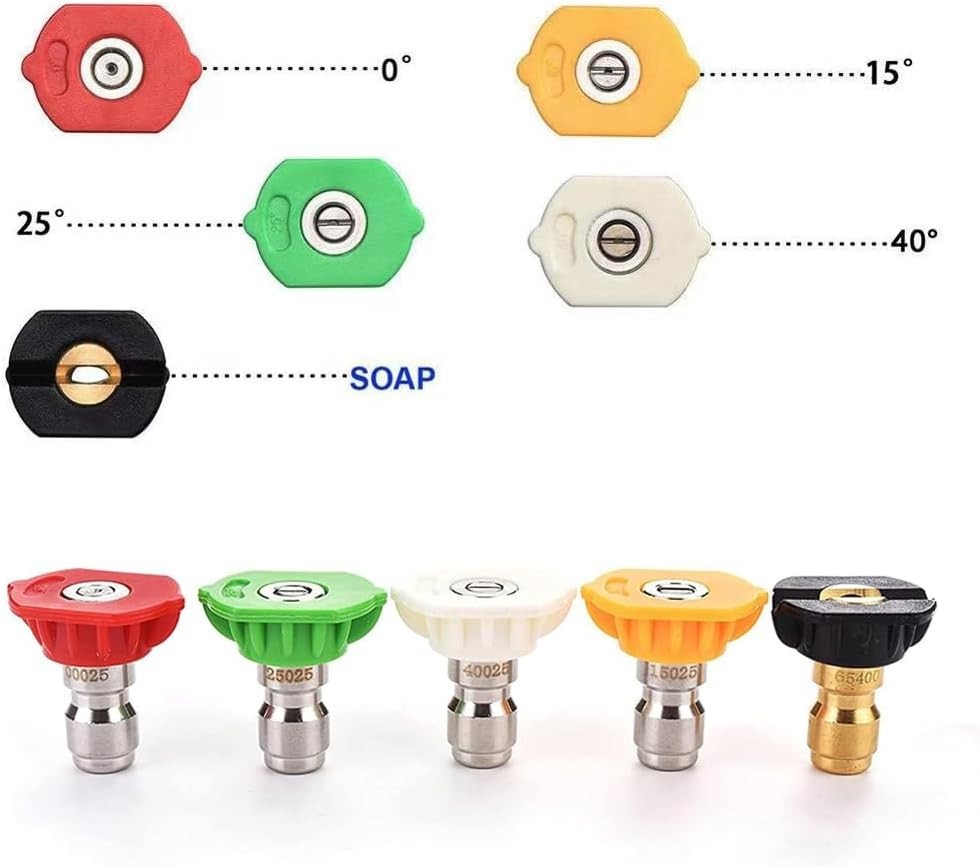 5-Pack High-Pressure Washer Nozzle Tips Set, 4500 PSI, Multi-Angle, Stainless...