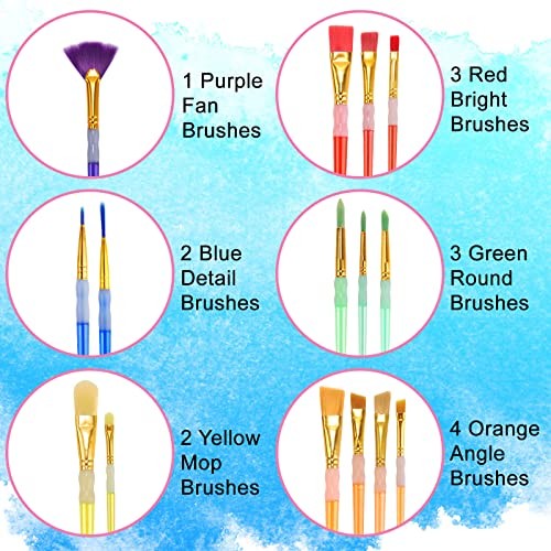 15Pcs Paint Brushes Value Pack, Includes 15 Different Types of Brushes, Nylon