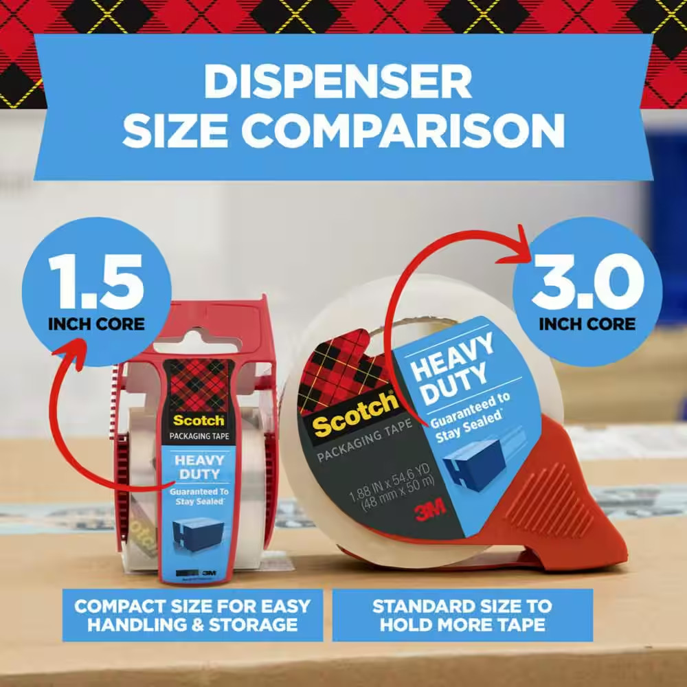 1.88 In. X 66.7 Ft. Heavy Duty Shipping Packaging Tape (6-Pack with Dispenser)