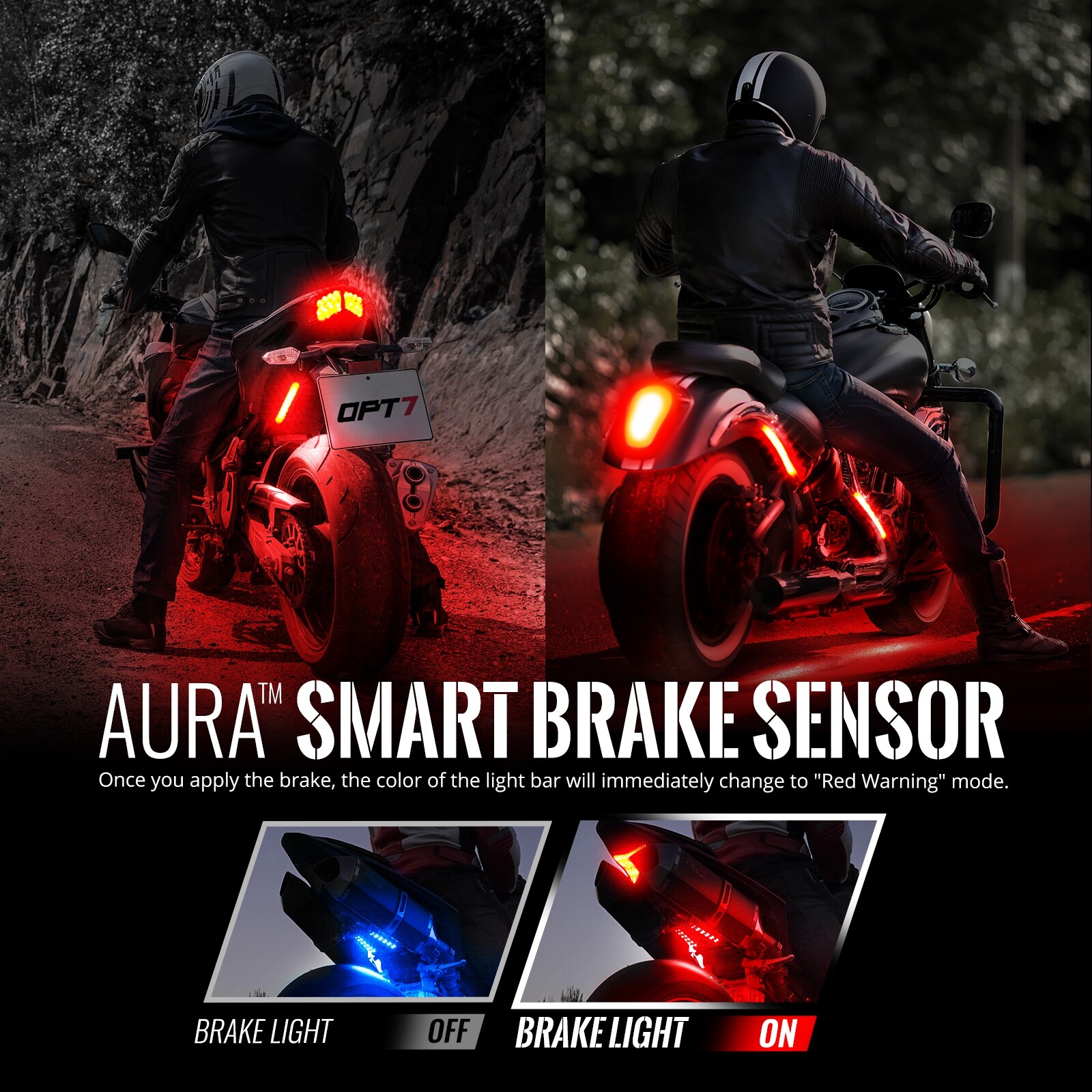 OPT7 Motorcycle LED Light Kit All-Color Underglow Neon Strip 10pc Double Cruise