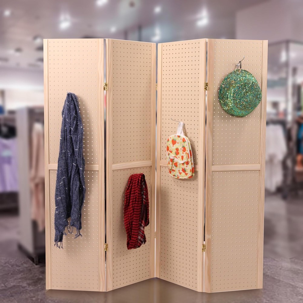 Folding Pegboard Display Craft Display 4 Panel 5' Folds Flat 60" H Peg Board