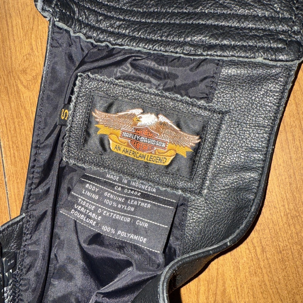 Harley Davidson Leather Motorcycle Chaps Mens Small Black