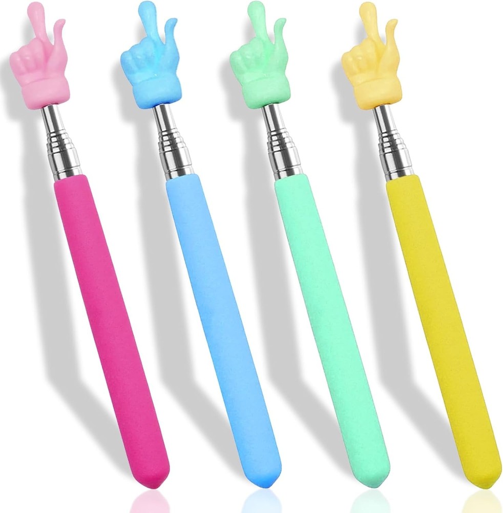 4PCS Retractable Teacher Pointer for Classroom Kids Reading, Mini Extendable...