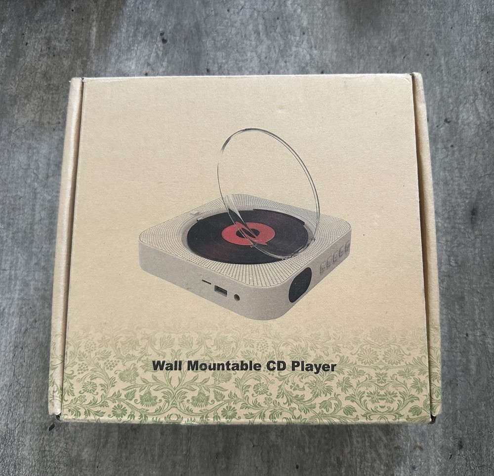 New Portable Wall Mountable Bluetooth CD Player w/Remote Control, White