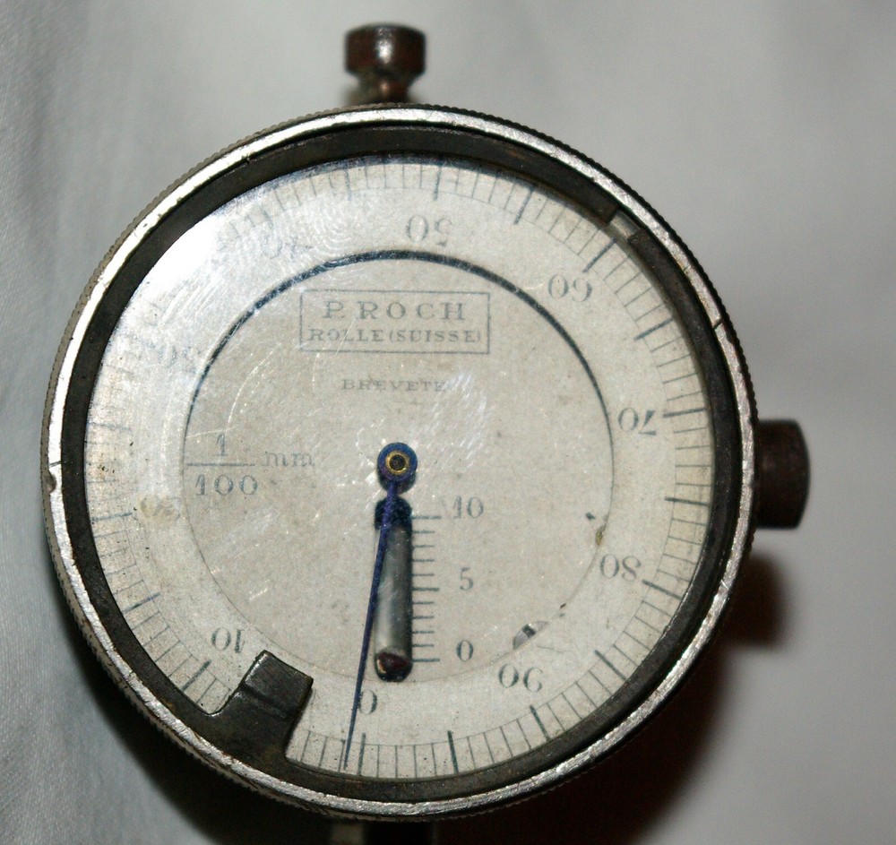 Old Dial Comparator Micrometer by Pierre Roch Rolle Switzerland + Case 1900