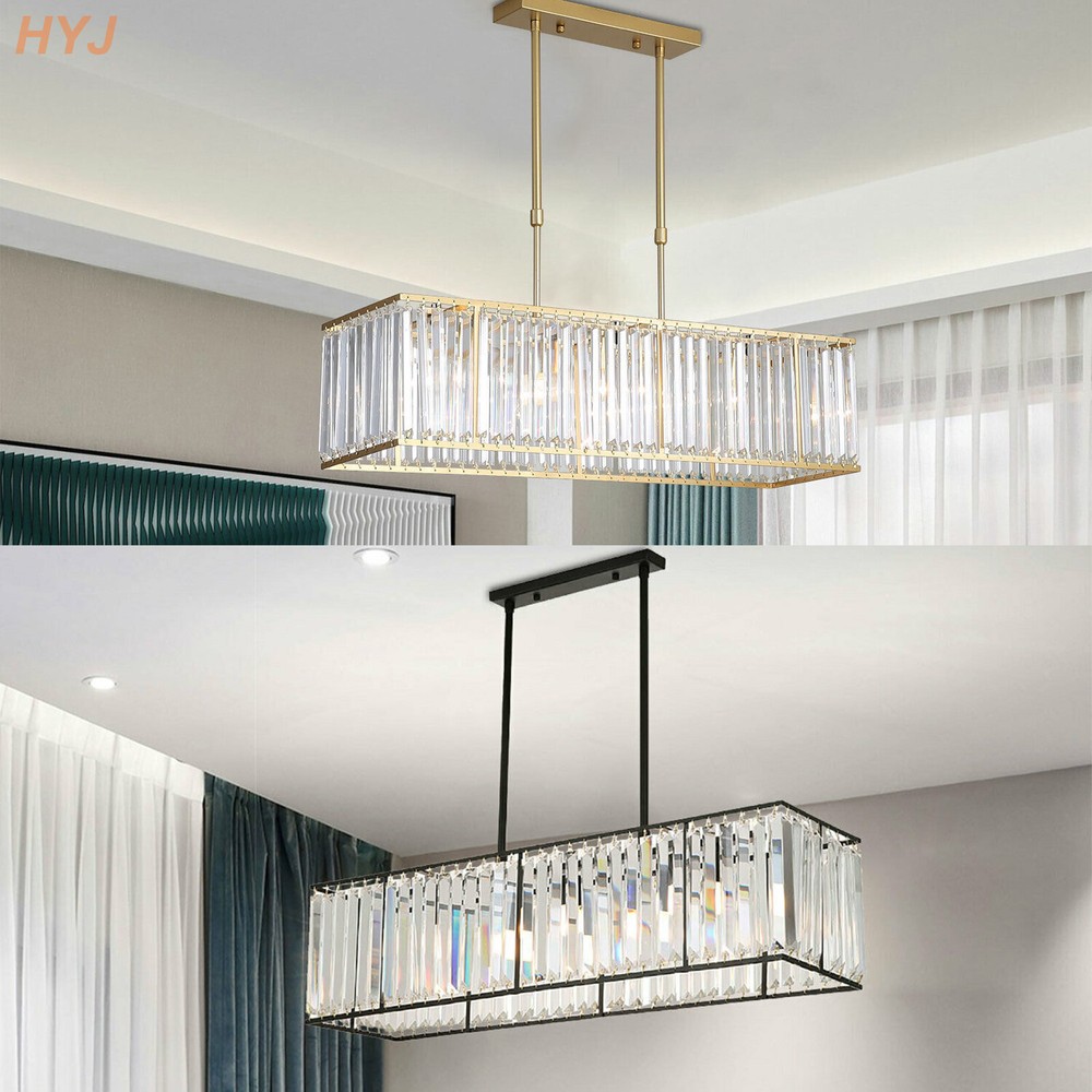 Modern Rectangular Crystal Chandeliers Pendant Ceiling Light for Dining Room HOT