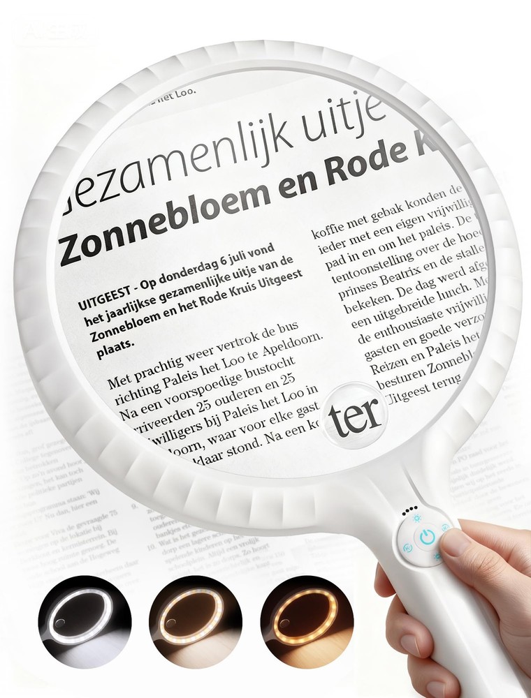 Large Handheld Magnifying Glass for Reading and Close Work, Adjustable Bright...