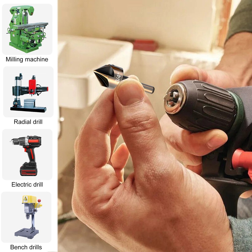 5x HSS Countersink Drill Bits 82° 1/4"-3/4" For Deburring Chamfering Flush Screw