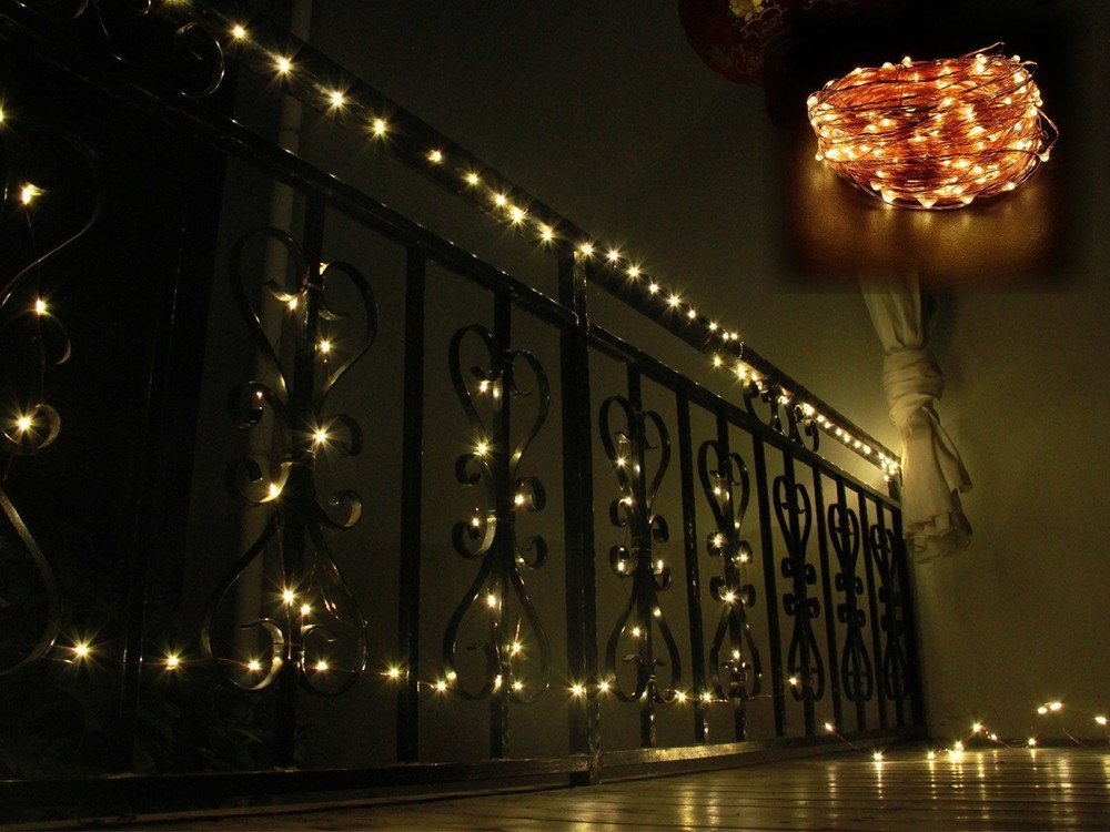 Fairy LED Copper Wire String Lights Dimmable Warm White 66" 200 Led w/Remote 1PK