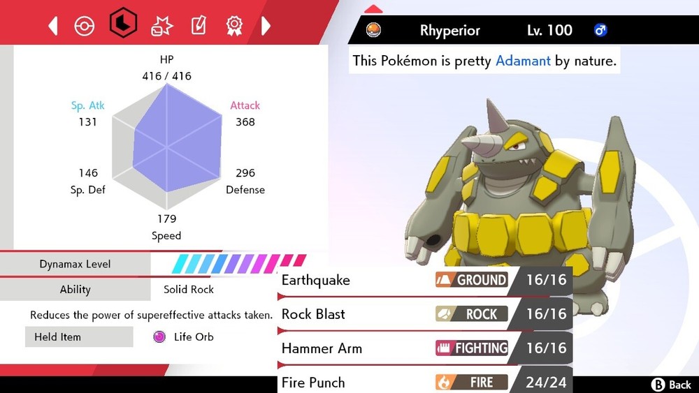 Pokemon Sword and Shield 6iv Shiny Rhyperior - FAST DELIVERY!