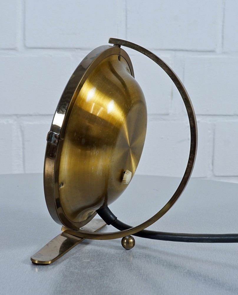 elegant FUTE brass clock table clock electric with creeping second 1950s