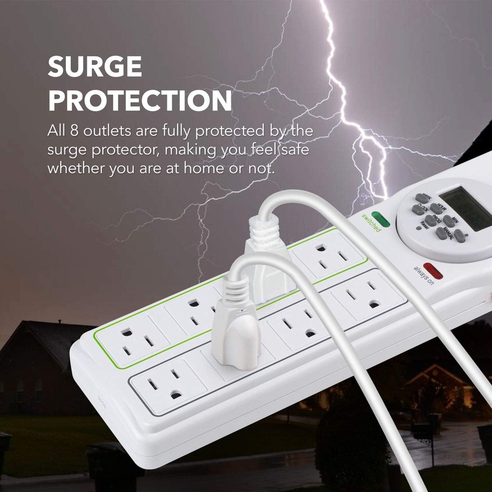 BN-LINK 8 Outlet Surge Protector with 7-Day Digital Timer Overload Protection