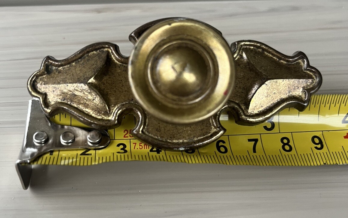 Vintage Brass Drawer Pulls With 3 3/8 In Back Plate, 3 In Center, Lot Of 5 +