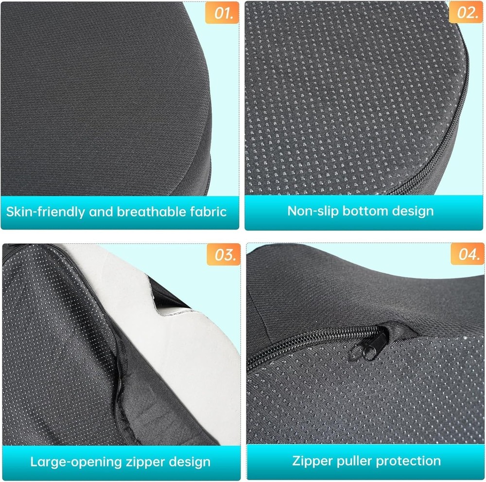 Ergonomic Black Seat Cushion - Relieves Sciatica & Tailbone Pain for Offices