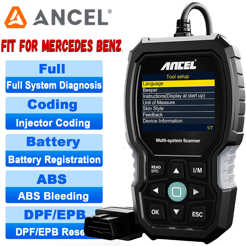 ANCEL BZ700 Full System Diagnostic for Mercedes Benz OBD2 Scanner Code Reader