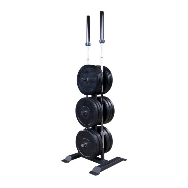 Body Solid Weight Plate Tree Rack for Bumper Plates with Barbell Holders GWT56