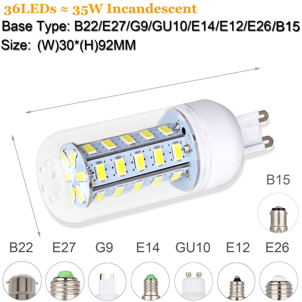 Led Corn Light Bulb Mogul Base E27 E12 E14 B22 E26 G9 5730 SMD Save Energy Lamp