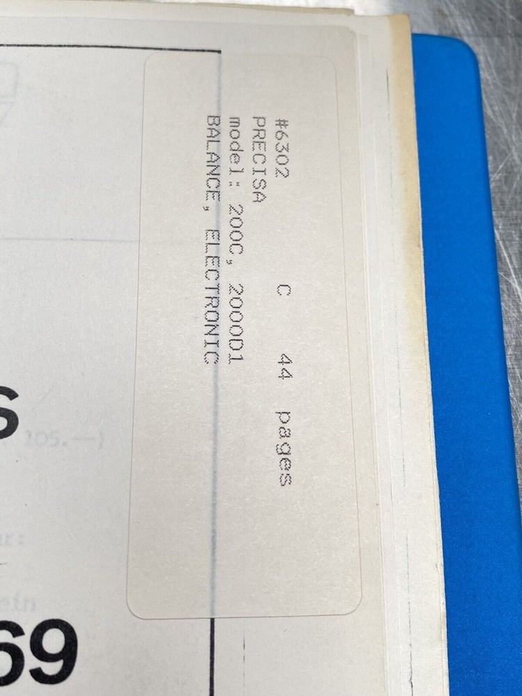 Precisa Electronic Balance 200C 2000D1- Manual / Users Guide / Instructions Book
