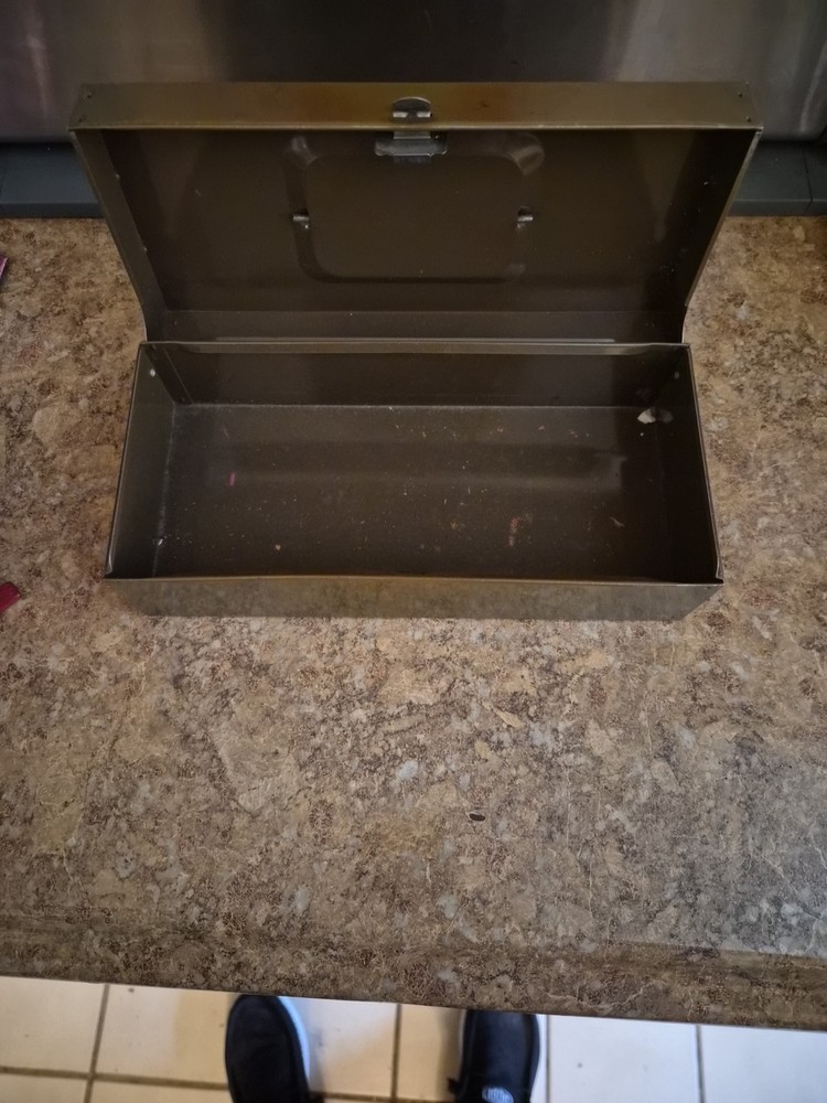 Vintage small Brown metal toolbox