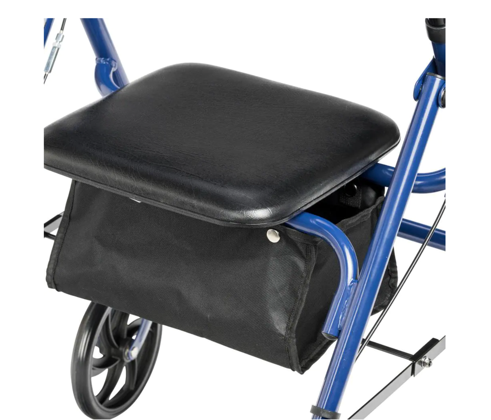 4-Wheel Walker Rollator Fold Up Removable Back Support Walking Assist Blue