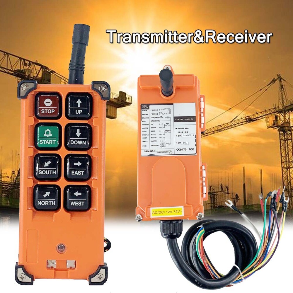 Industrial Wireless Crane Remote Control 8-Button Hoist Remote Controller 12-24V