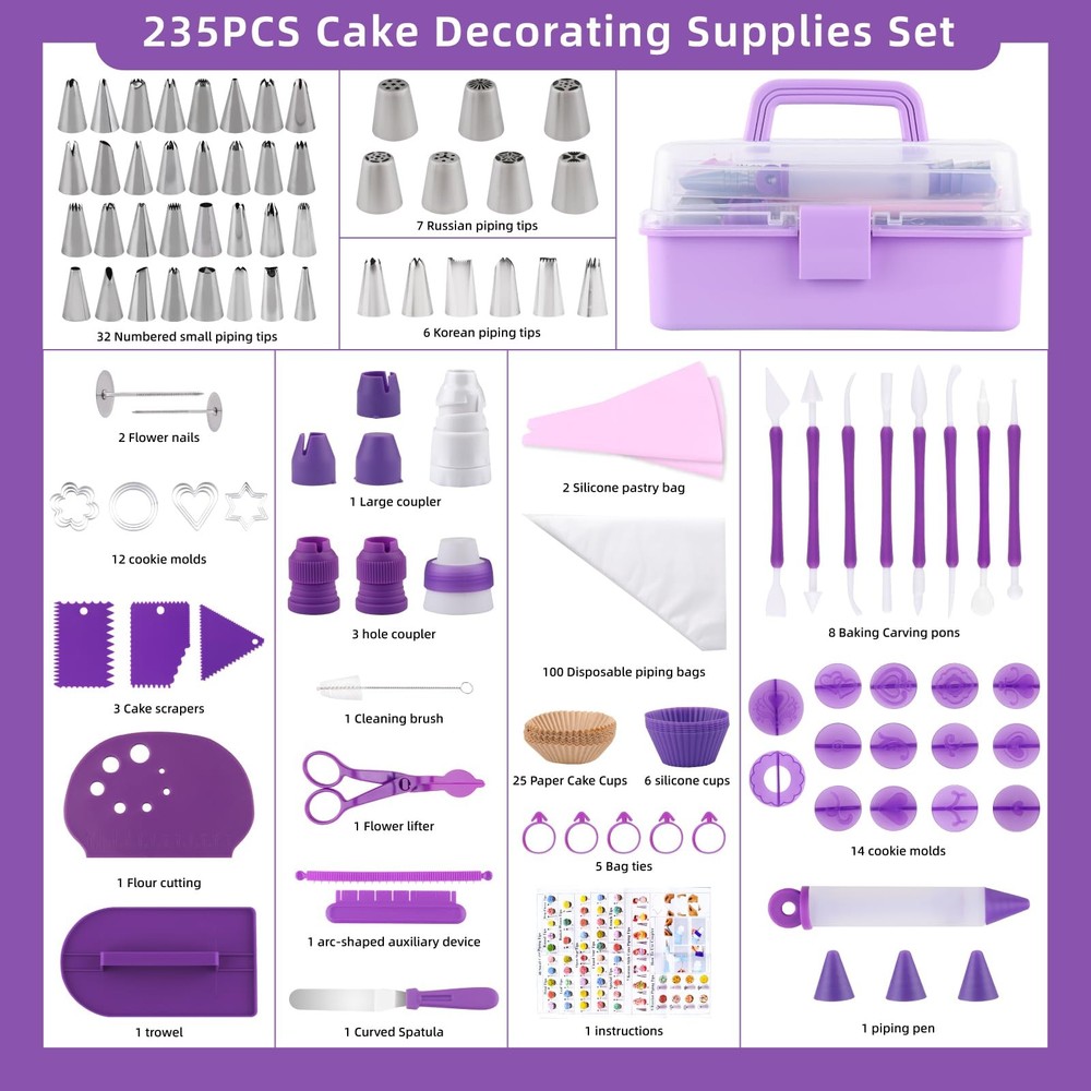 Cake Decorating Kit: Decorating Supplies Tools Kit 235 PCS Baking Accessories