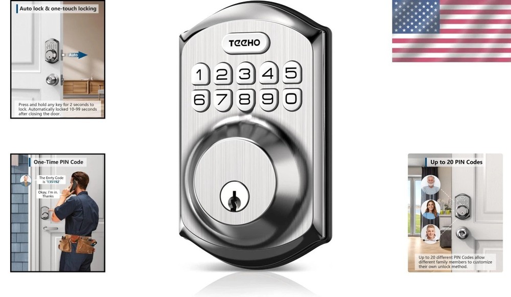 Reliable Keyless Deadbolt with 20 User Codes - Easy to Install, Modern Security