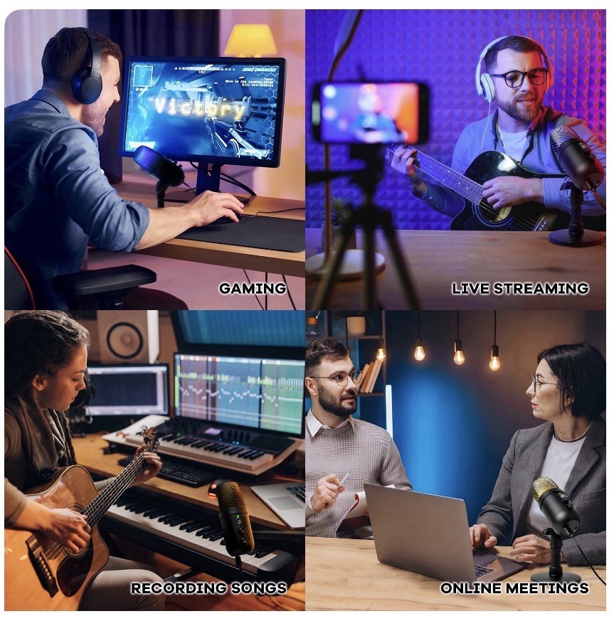 USB RGB Condenser Microphone Gaming Mic for PC PS4 PS5 Streaming