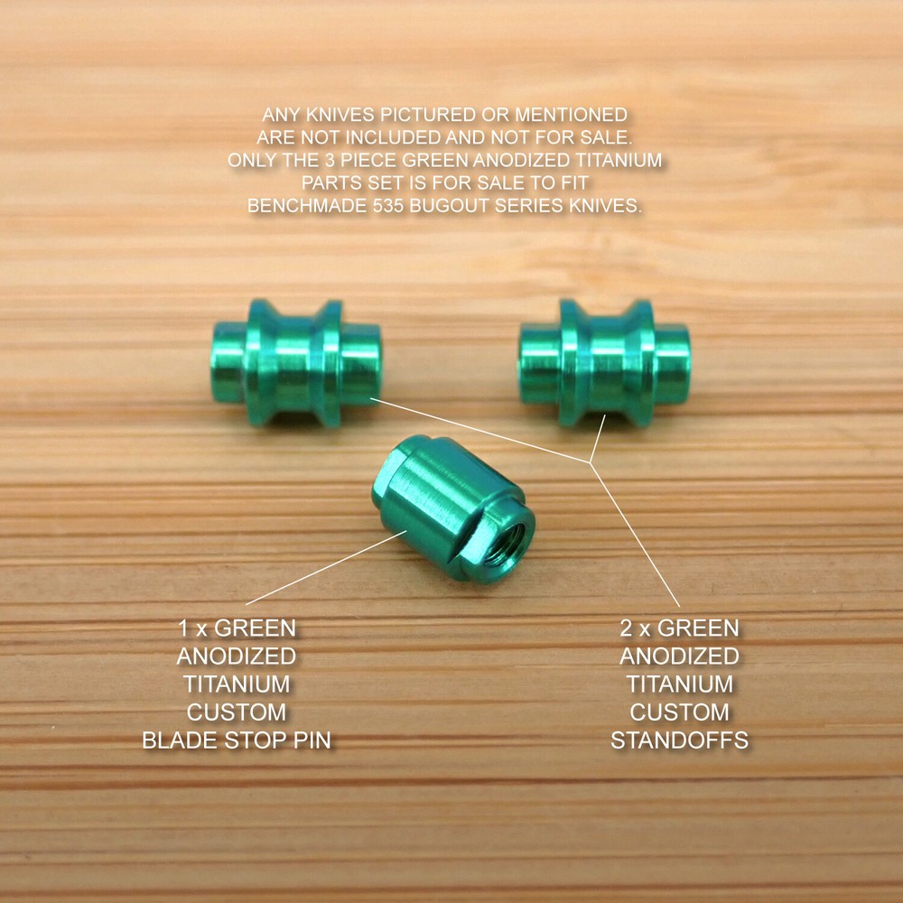 Benchmade 535 BUGOUT 3pc Titanium Spacer & Blade Stop Pin Set Anodized GREEN