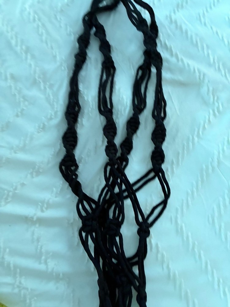 Black Macrame Plant Hanger One Size. Boho retro