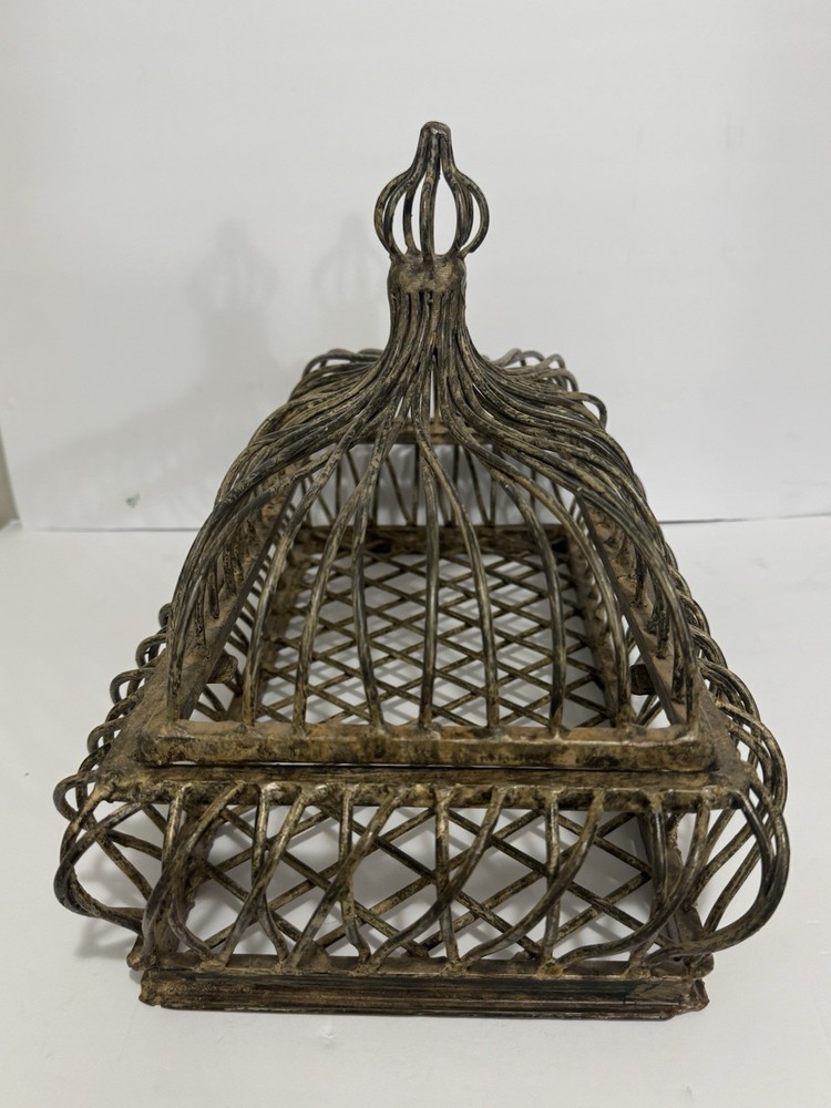 Large Rustic Cast Iron Open Work Basket With Lid