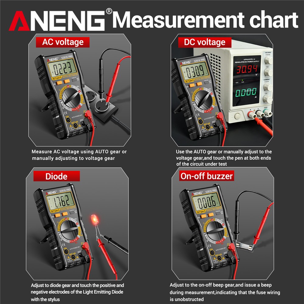 Digital Display Multimeter Voltmeter AC DC Volt Ohmmeter Tester Meter Auto Range
