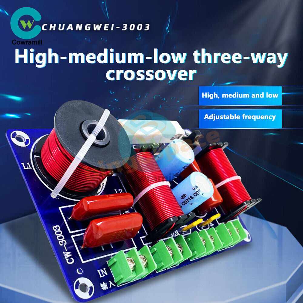 250W 3 Way Treble + Midrange + Bass Frequency Speaker Crossover Divider Filter