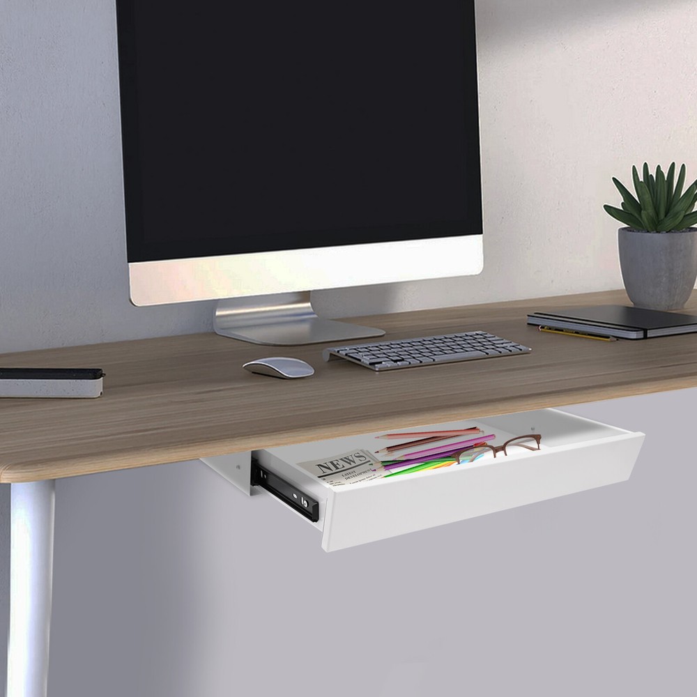 Under Table Mounted Sliding Pull-out Drawer Desk Mount Drawer Storage Organizer