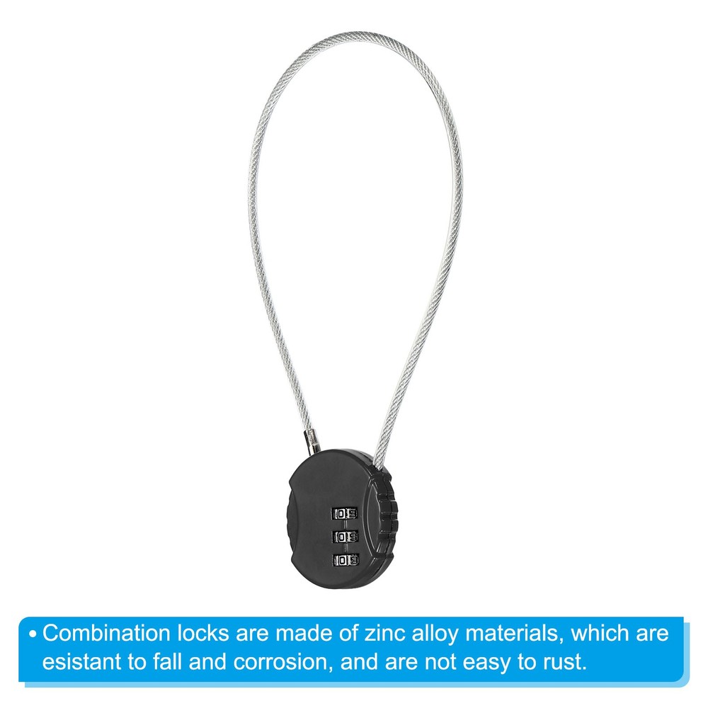 Small Combination Block 11.8", 2pcs 3 Digit Luggage Lock, Black