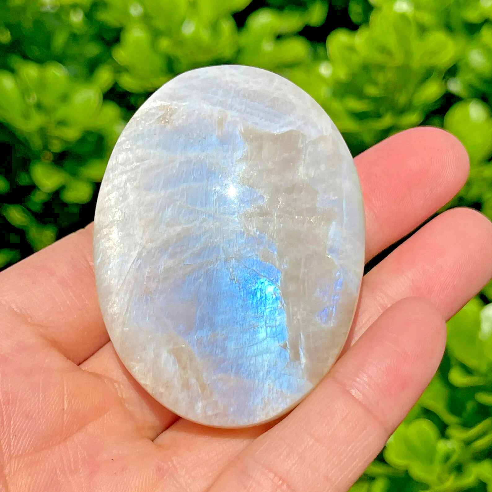 Natural Moonstone Palm Stone Polished Calming Healing Crystal Tumbled Stone Gift