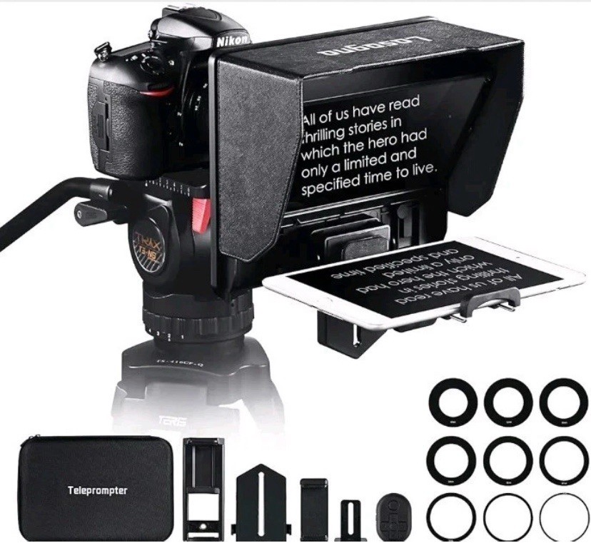 DSLR Smartphone Teleprompter Kit w/ Case Phone Tablet Video Script Reader