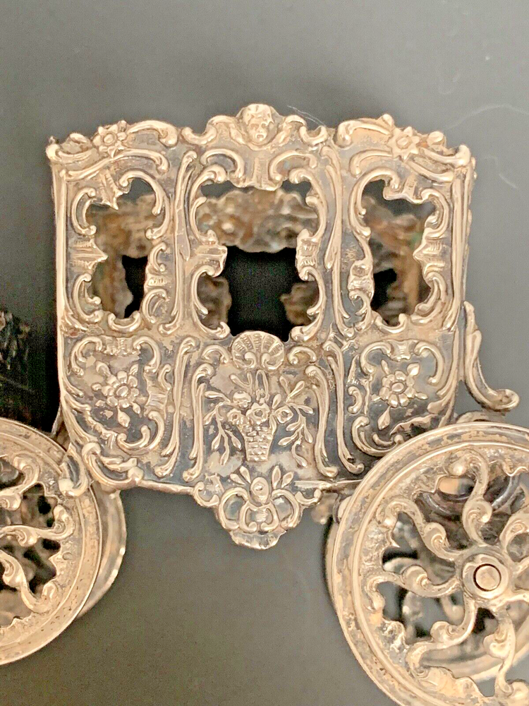 RARE Antique Miniature Rococo Silver Coach