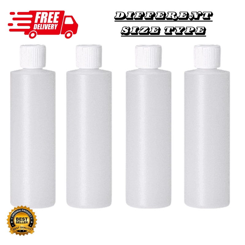 4-Pack Plastic Cylinder Bottles – Flip-Top, Refillable, Squeeze Dispensing Use