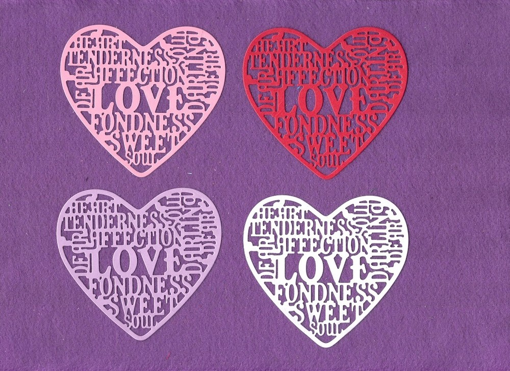 HEART words die cuts scrapbook cards