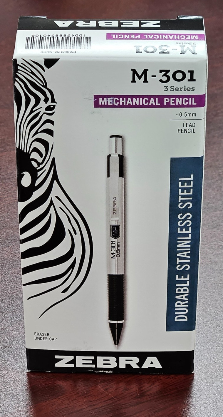 Zebra Pen M-301 Mechanical Pencil 12 Pack 0.5mm Refillable Stainless Steel 54010