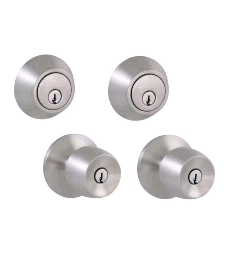 Defiant Brandywine 2 Pack Single Cylinder Deadbolt + 2 Keyed Entry Knobs NEW
