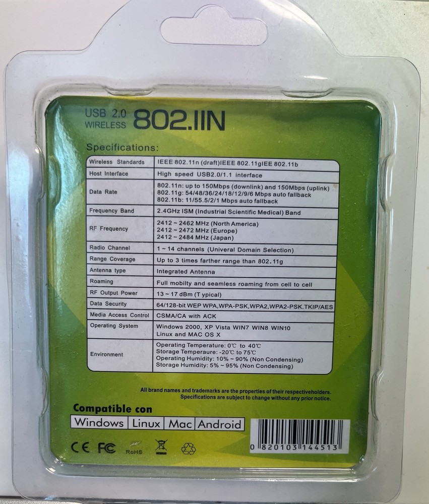 QR Computers INC. - USB 2.0 Wireless - 802.IIN - NEW