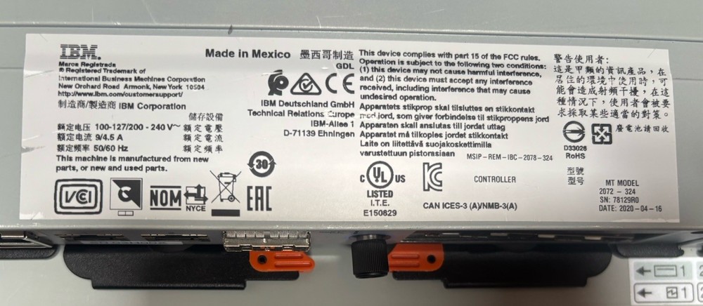 IBM Storwize V5000 Controller Node 2072-324 No SSD No Ram