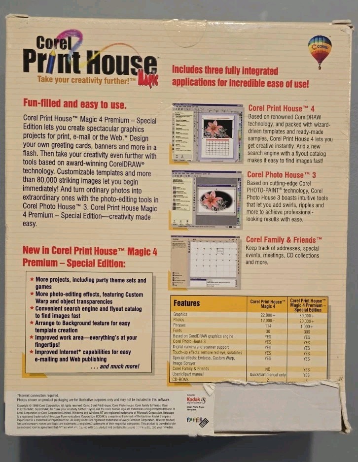 Corel Print House Magic Premium PC-CD Software – Complete 6 Discs CIB