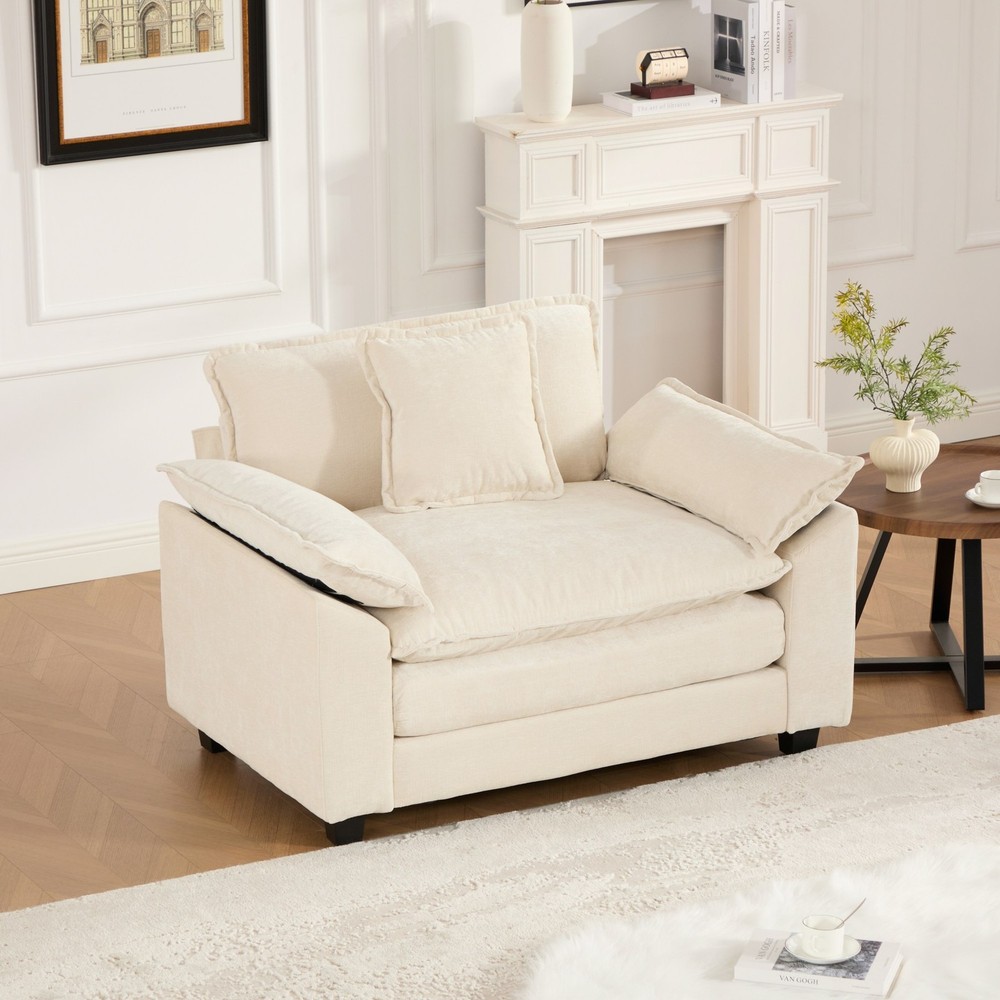 Modern Cloud Sofa Single Sofa Comfy Double Layer Upholstered Seat Cushion Couch