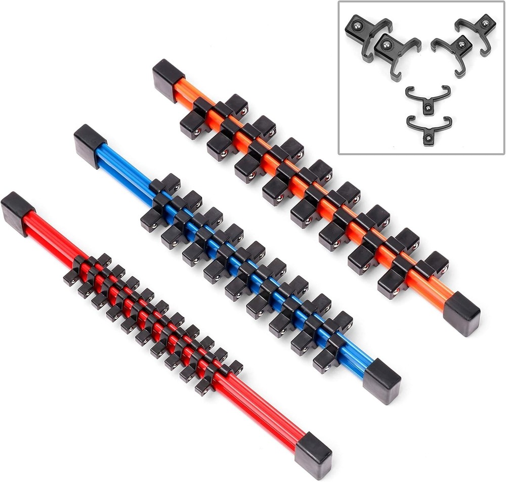 Double-Sided 3-Pc Socket Holder Set - Compatible with Major Brands & Sizes